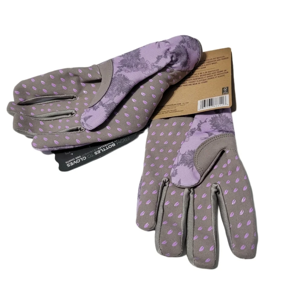 NWT Watson Garden Gloves Women's M Elastic Wrists Hooded Fingertips Lavender